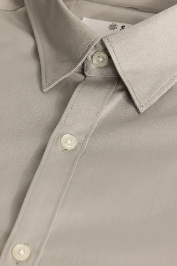 Satin Stretch Grey Plain Shirt