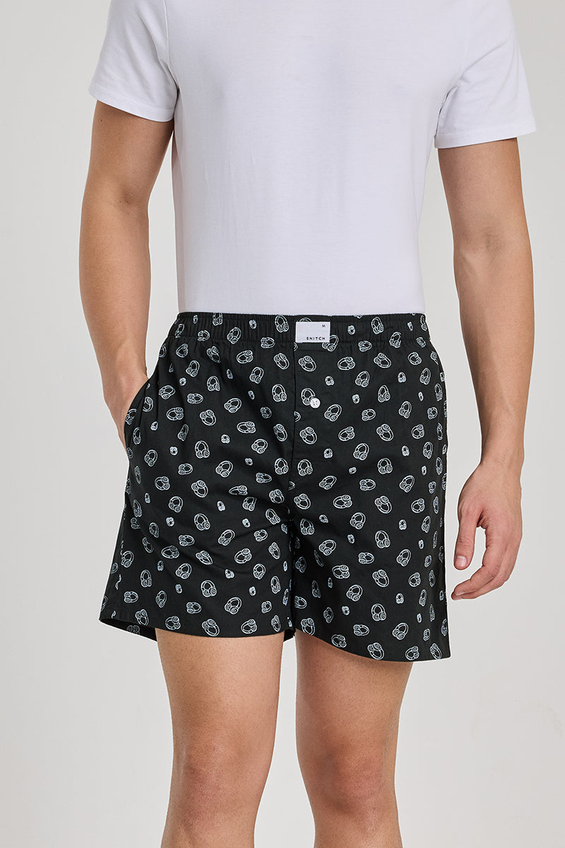 Black Printed Boxer