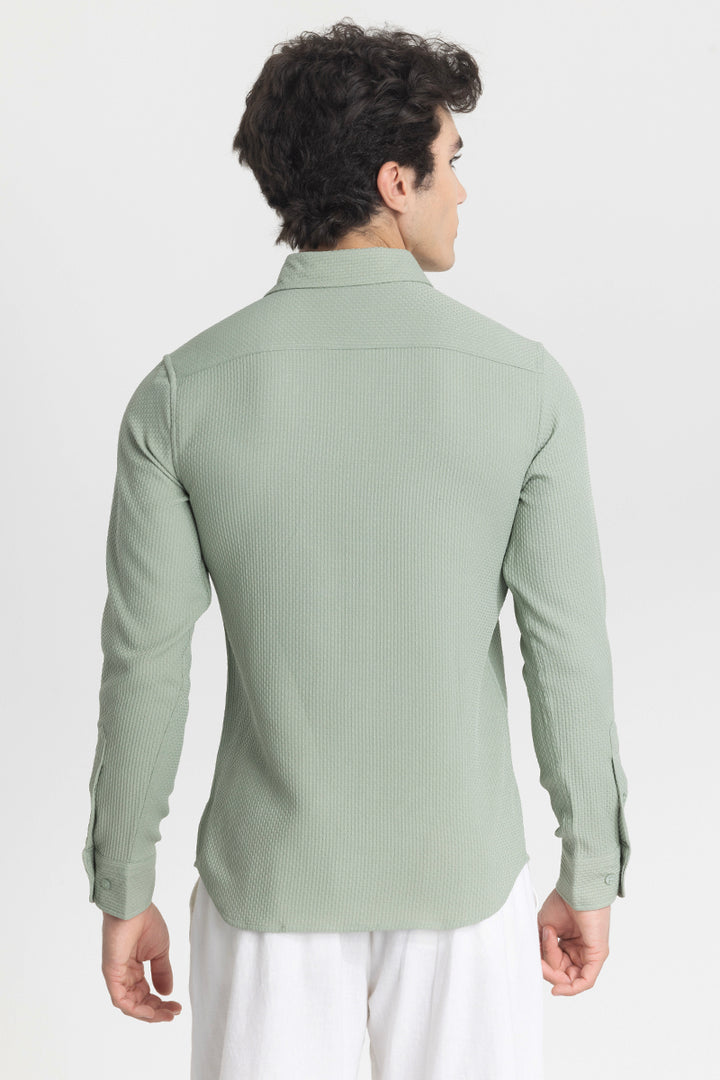 Light Green Slim Fit Textured Shirt