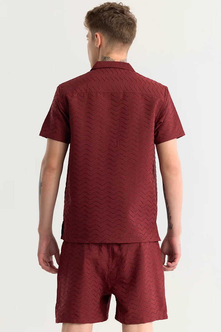 Cross Wave Maroon Textured Co-Ords