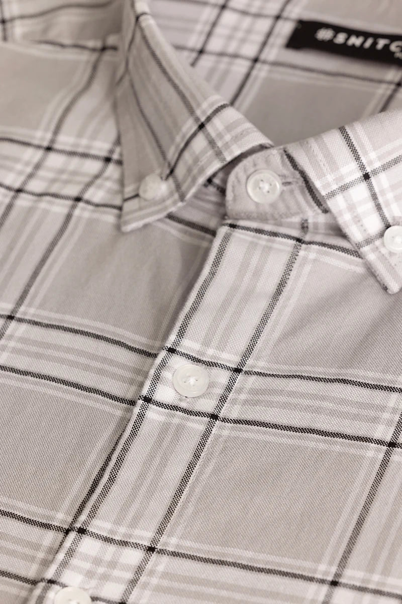 Light Grey Oxford Checks Plus Size Shirt