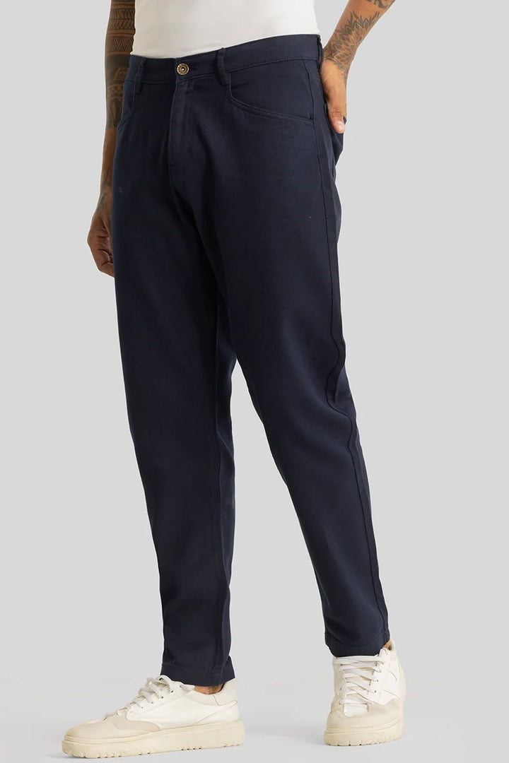 Camille Navy Plain Relaxed Fit Chinos