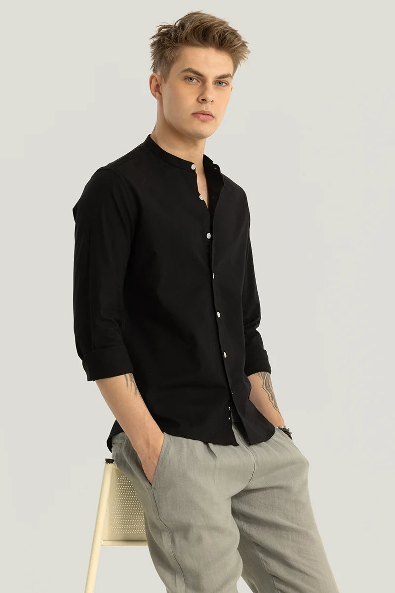 Zelie Black Plain Stretch Shirt