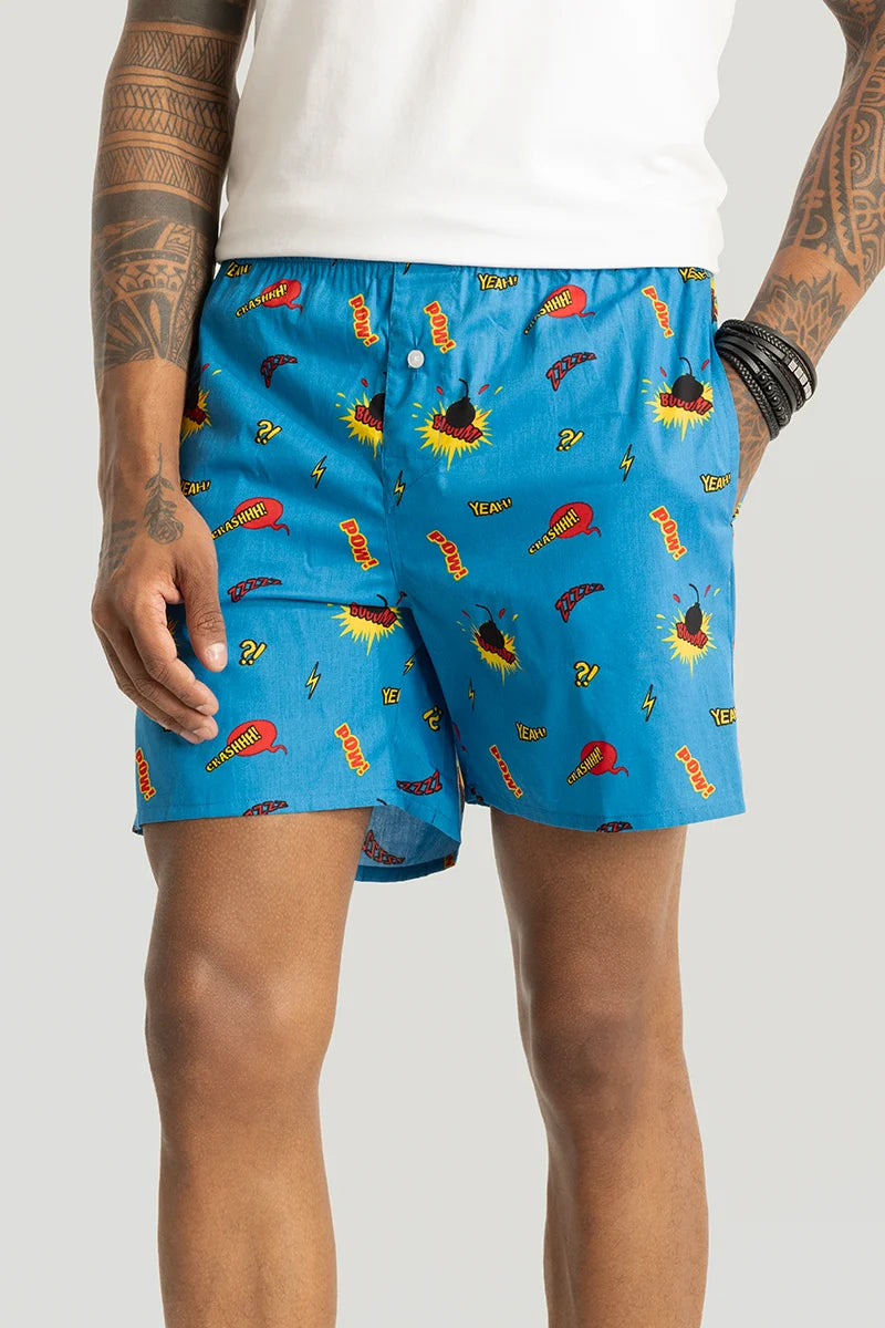 Boom Blue Printed Boxers