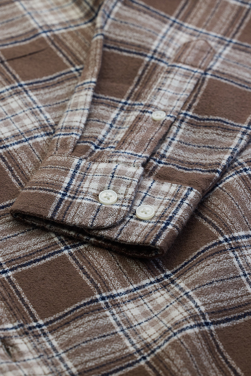 Brown Button Down Checks Shirt