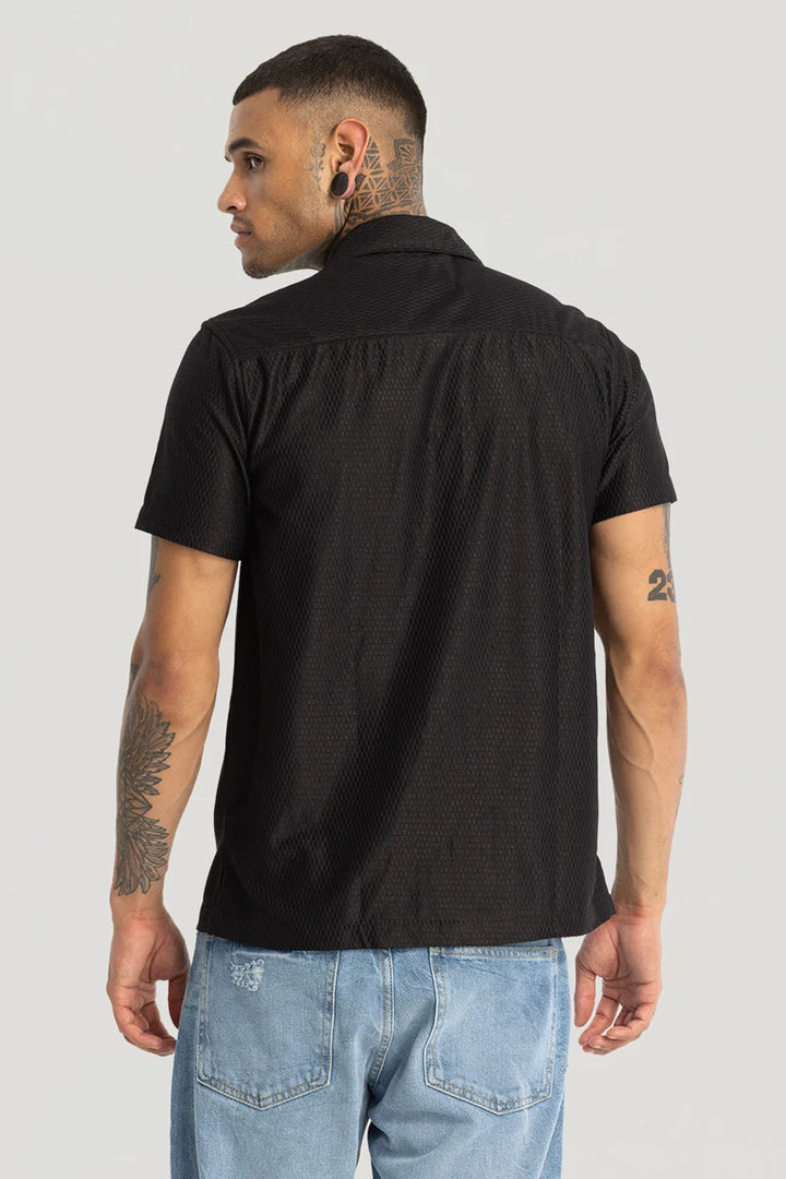 Black Cuban Textured shirt