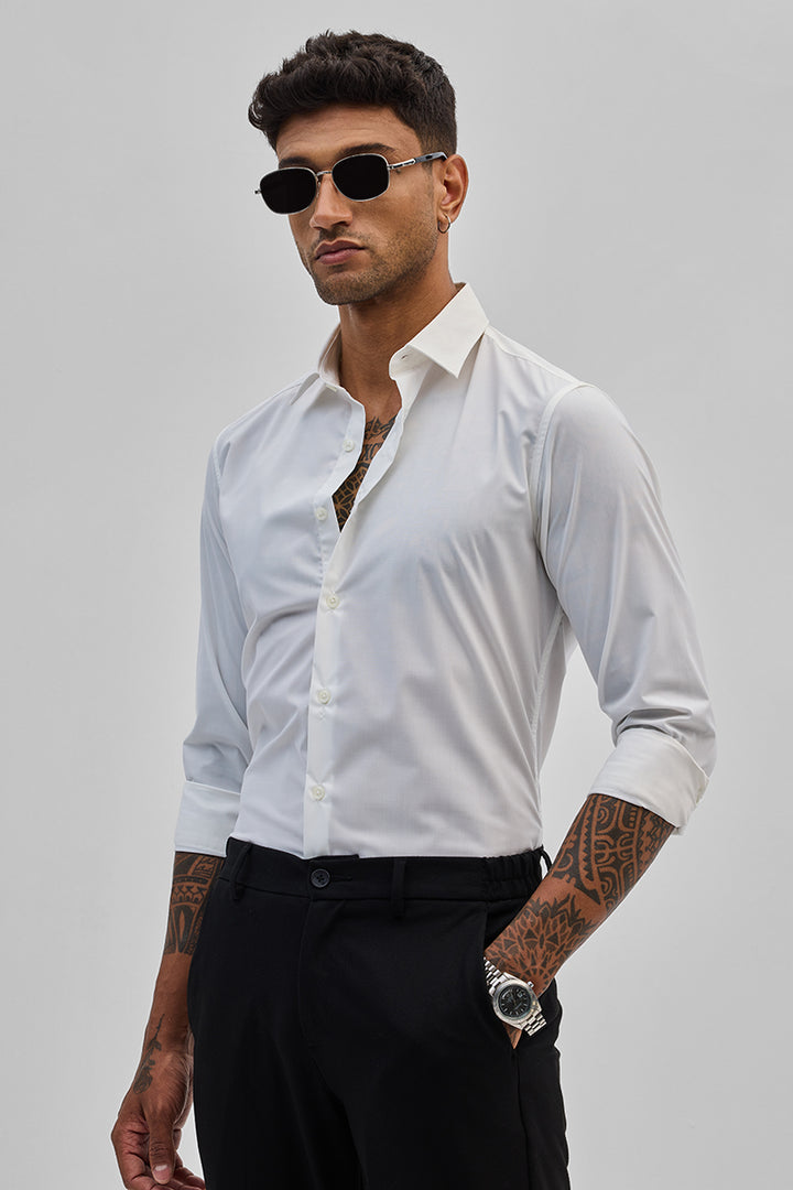 White Slim Fit Stretch Shirt