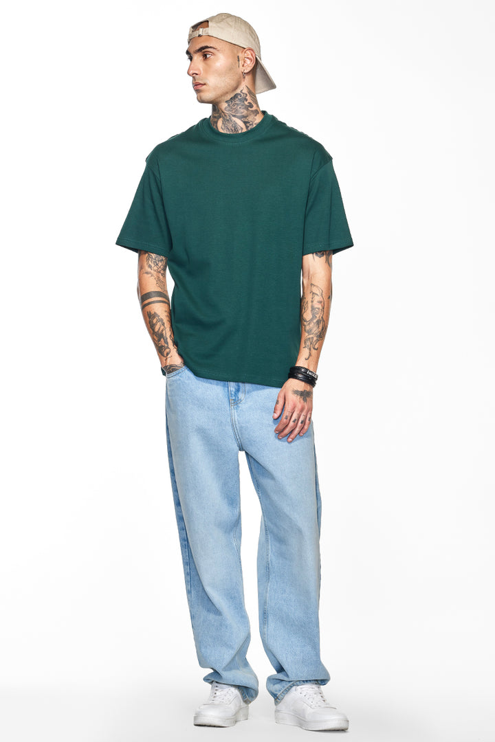 Core Lab Teal Solid Slim Fit T-Shirt