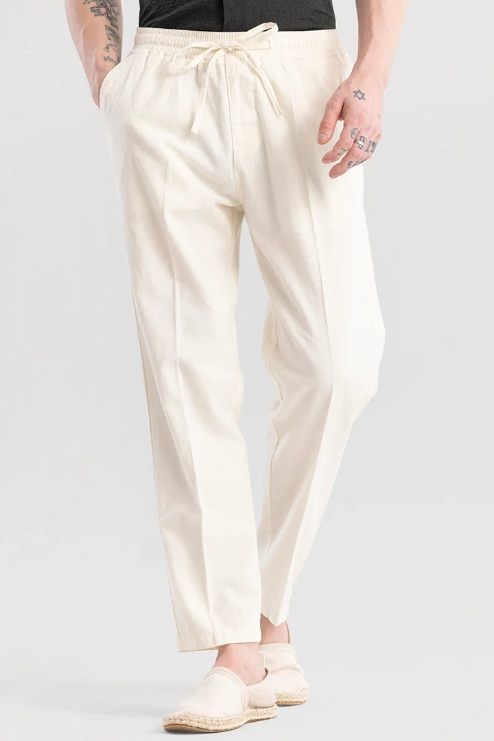 Wafty Cream Linen Trousers