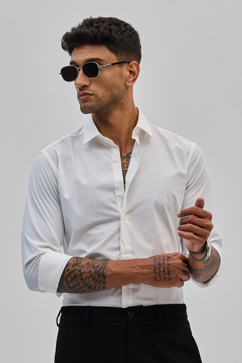 White Slim Fit Stretch Shirt