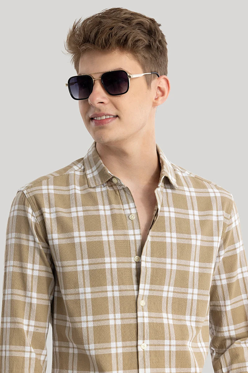 Freydis Light Brown Checks Shirts