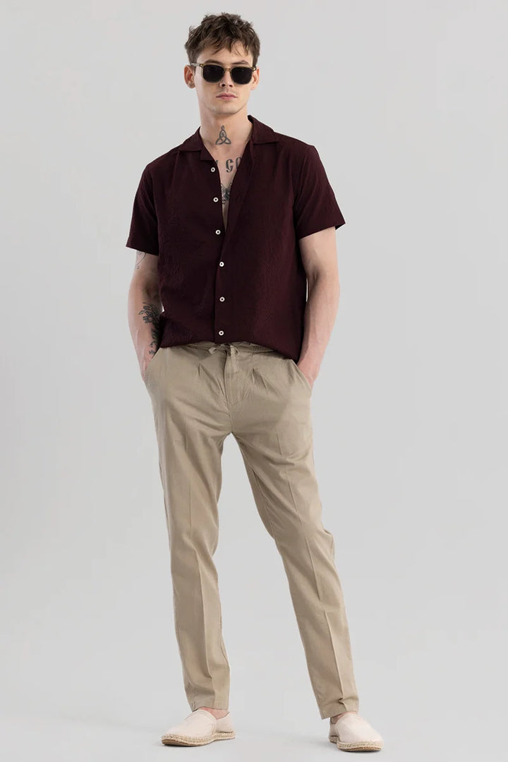 Nova Beige Linen Blend Trouser