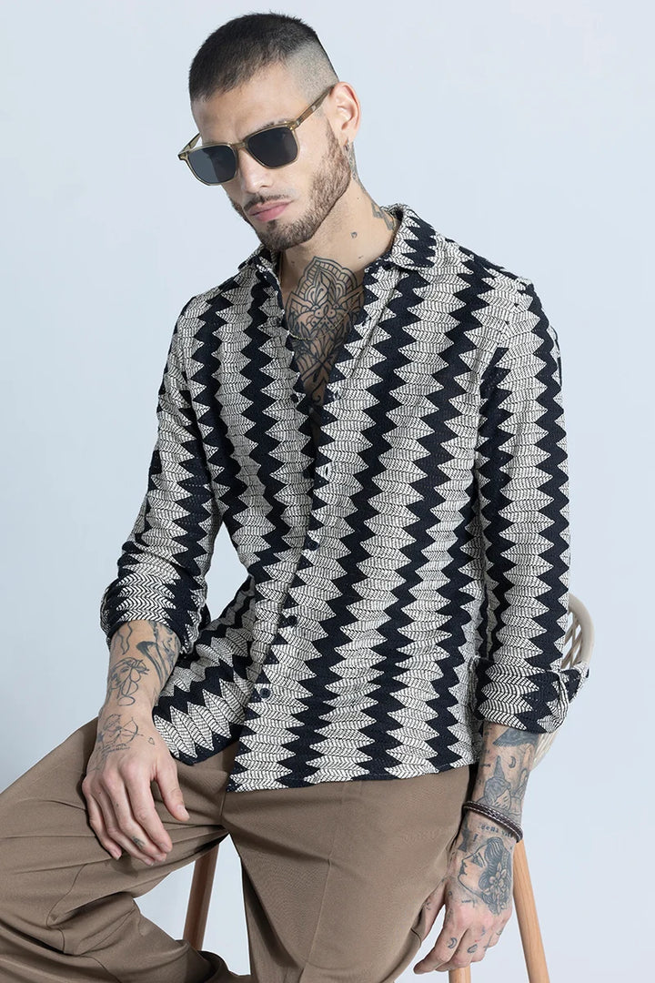 Zigwi Slide Black Crochet Shirt