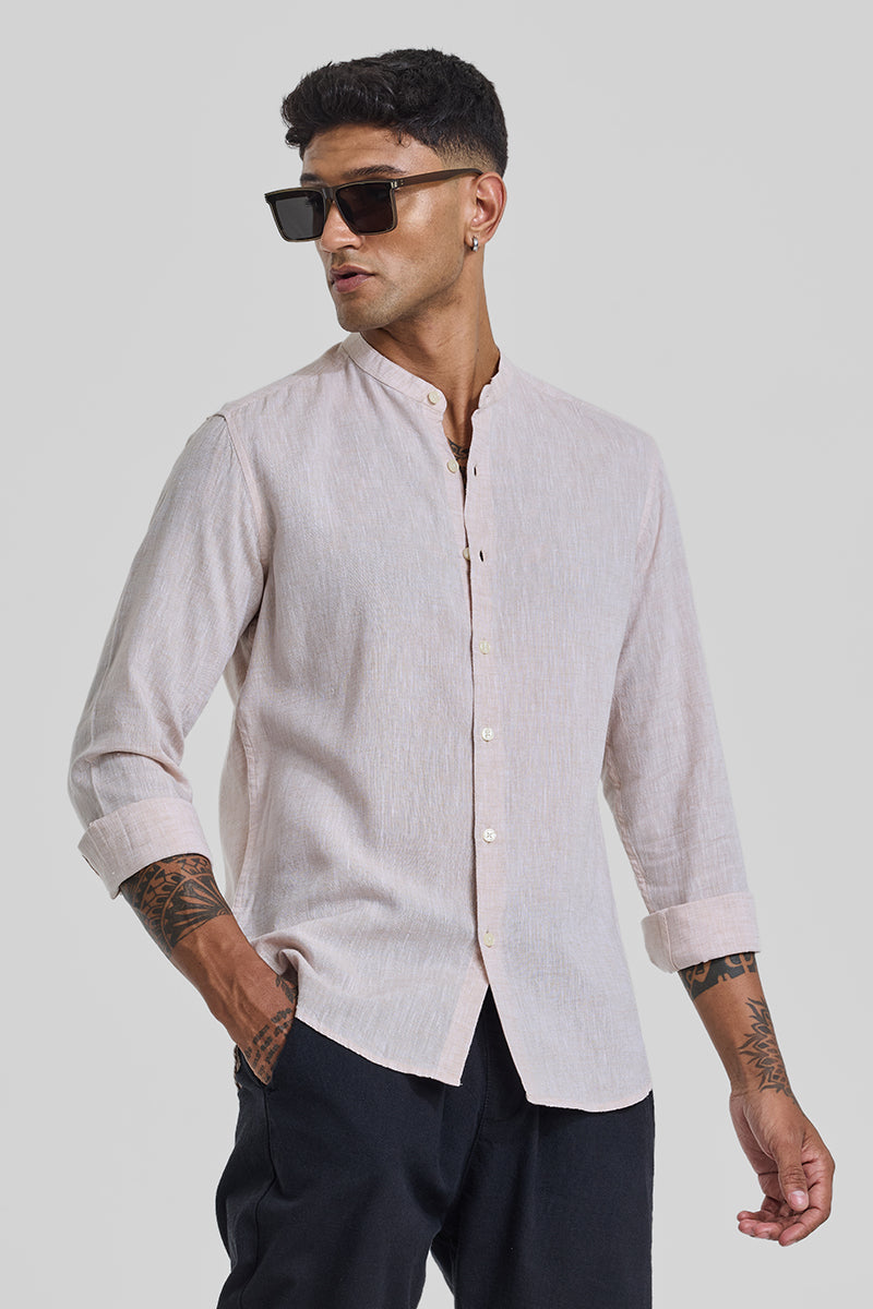 Cream Textured Linen Shirt