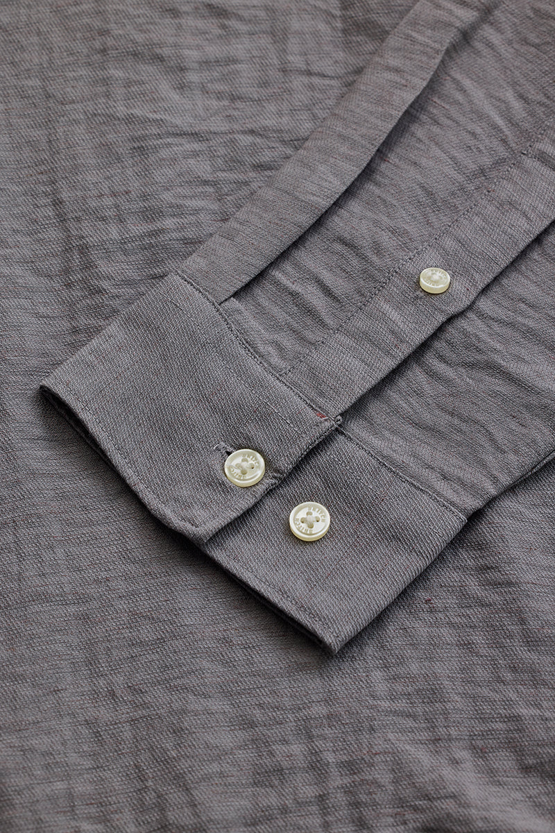 Grey Mandarin Linen Blend Shirt