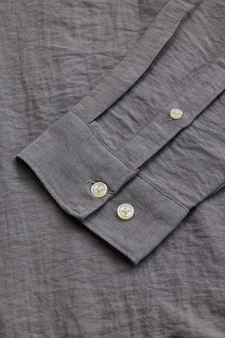 Grey Mandarin Linen Blend Shirt