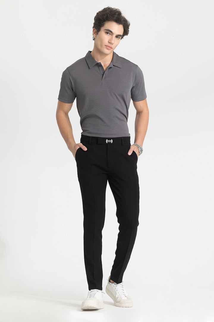 Black Checks Slim Fit Trousers