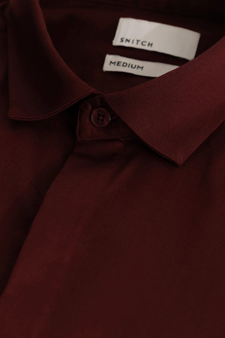 Maroon Concealed Placket Shirt