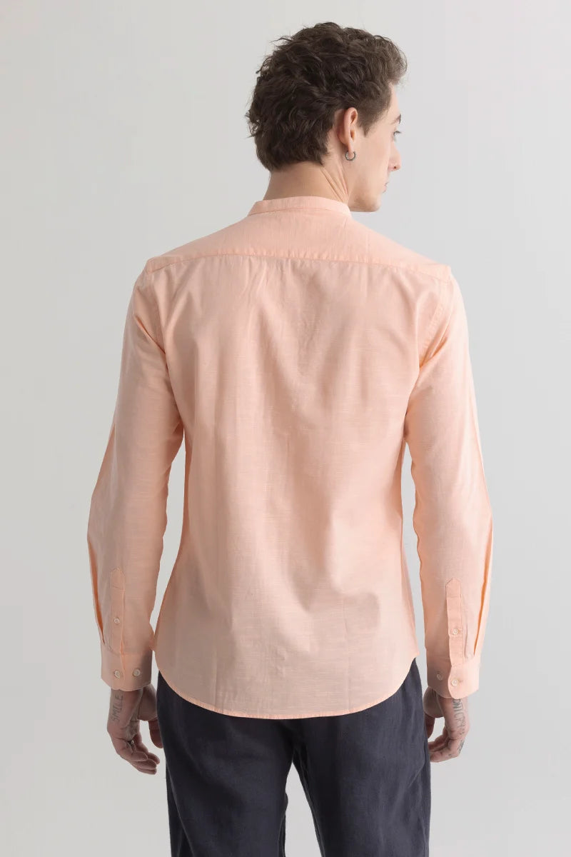 Mandarique Peach Linen Blend Shirt