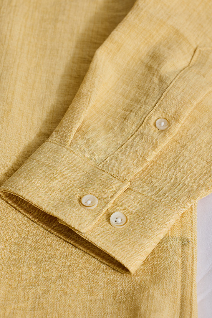 Yellow Mandarin Textured Shirt