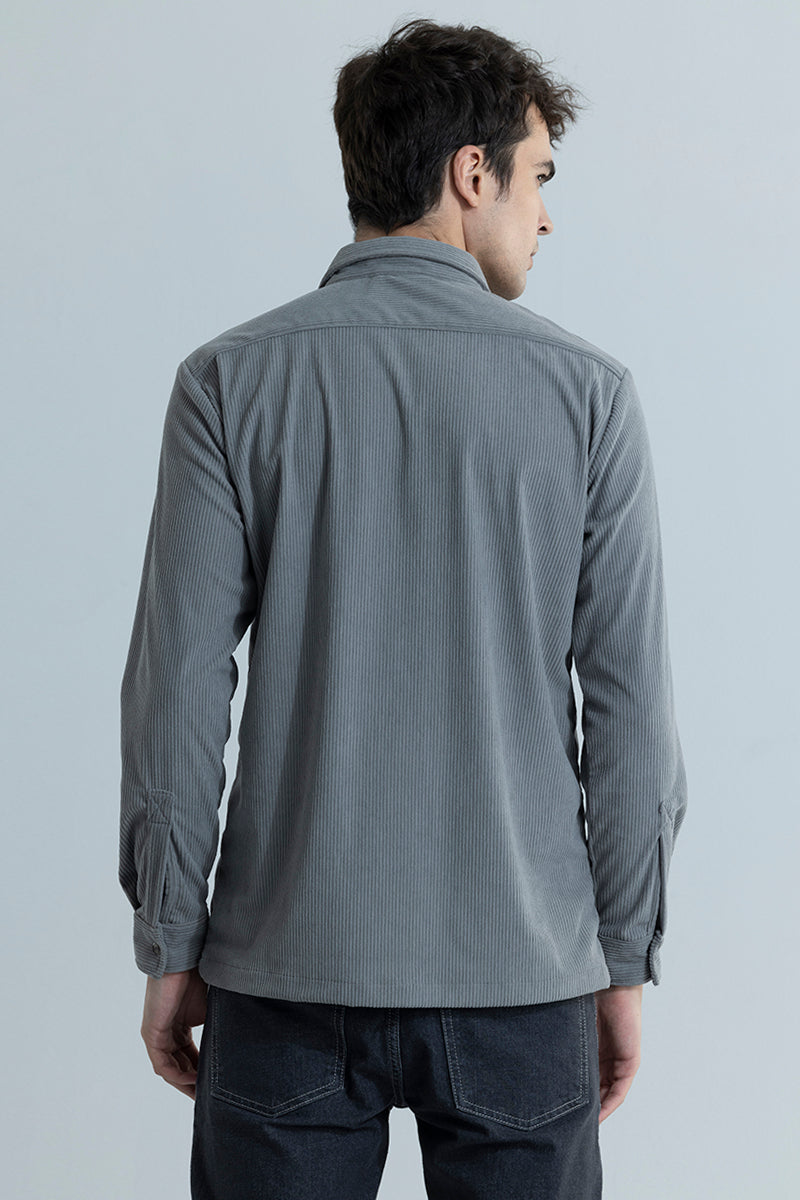 Jezzi Ash Grey Corduroy Overshirt