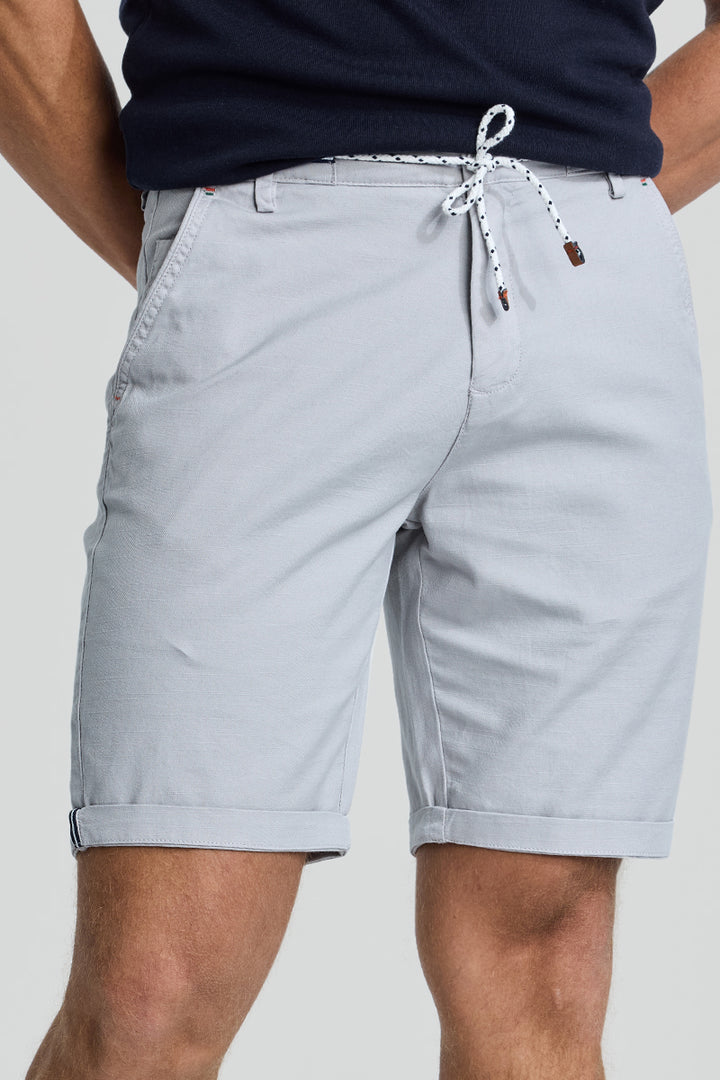 Light Grey Plain Linen Regular Fit Shorts