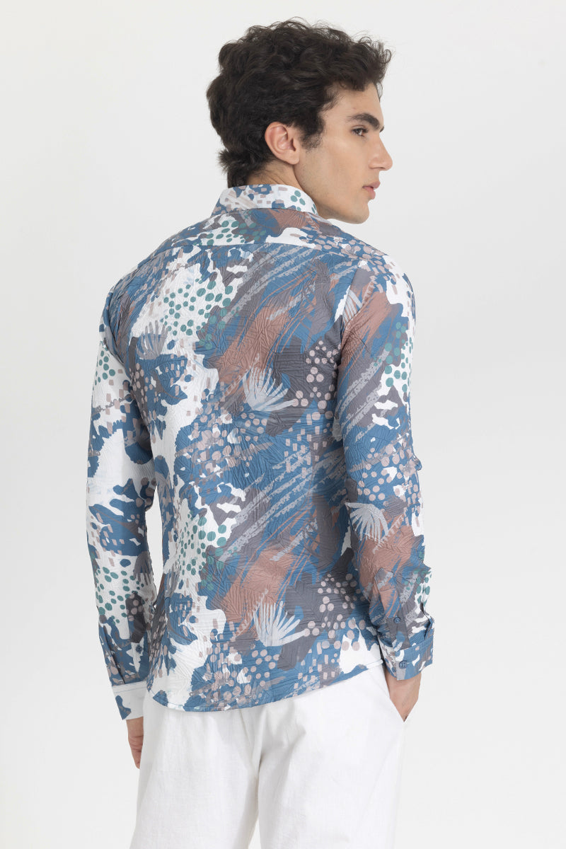 Blue Textured Abstract Shirt