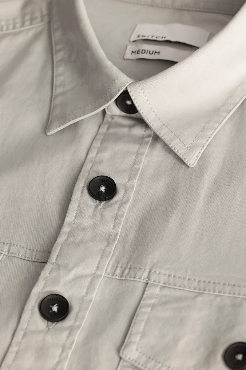 Grey Double Pocket Slim Fit Shirt