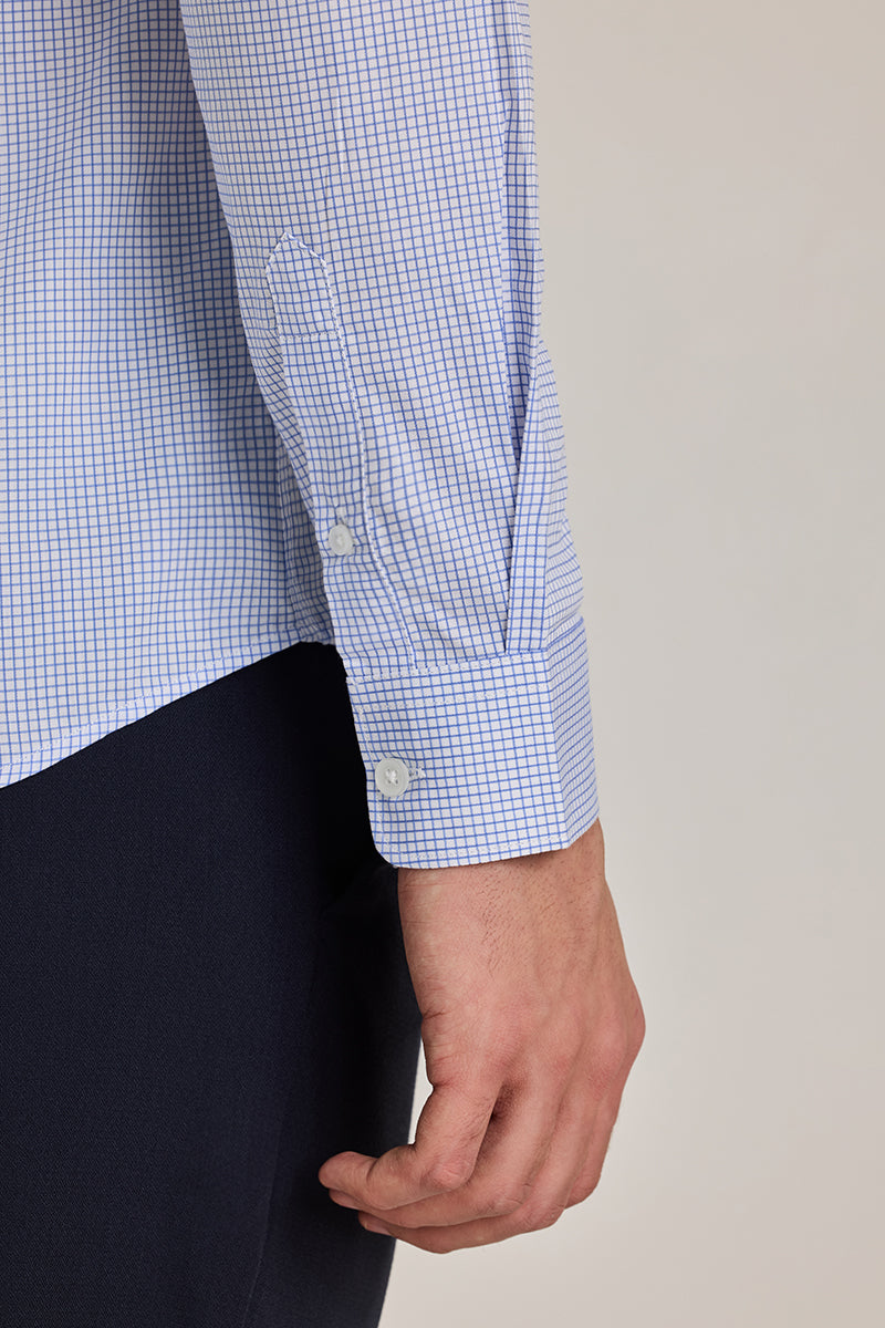 Light Blue Checks Giza Cotton Shirt