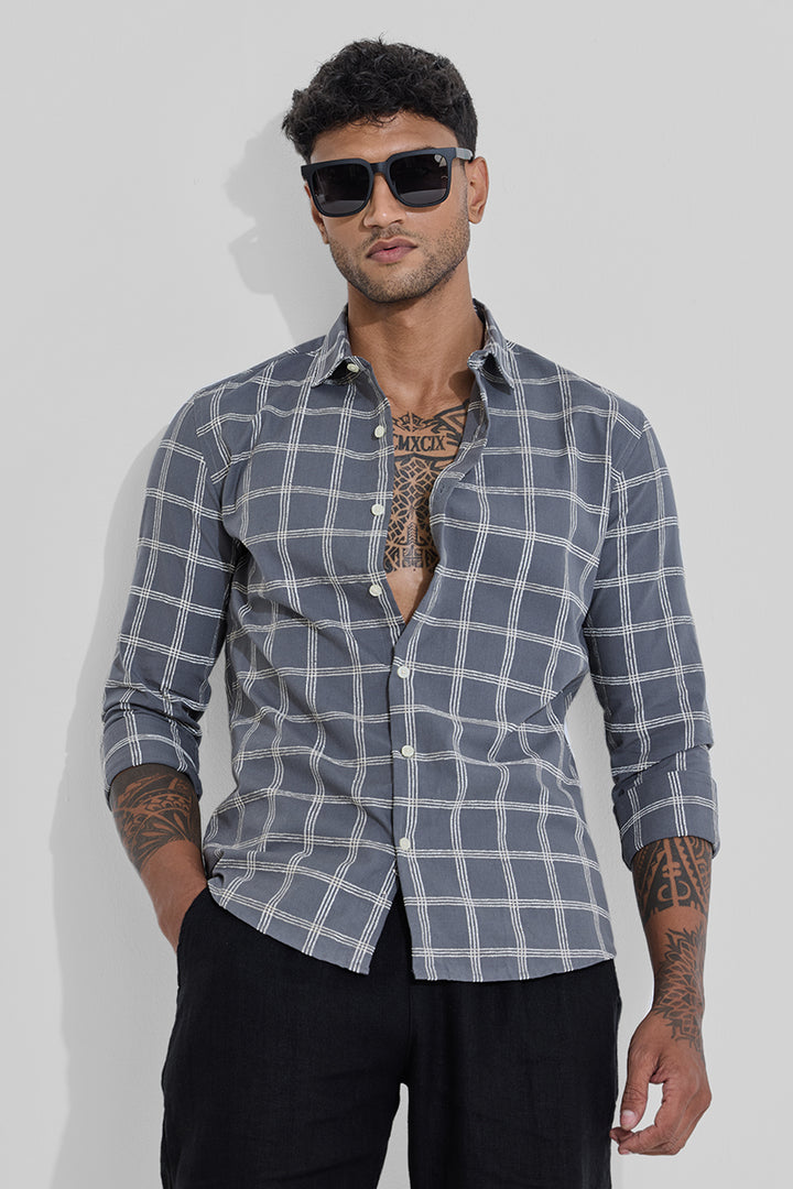 Grey Checks Slim Fit Shirt