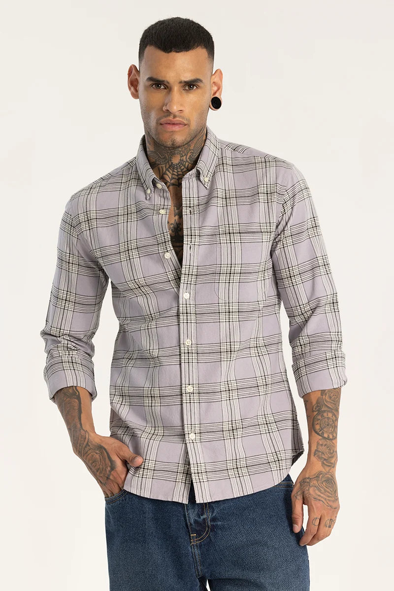 Structured Checks Lavender Shirt