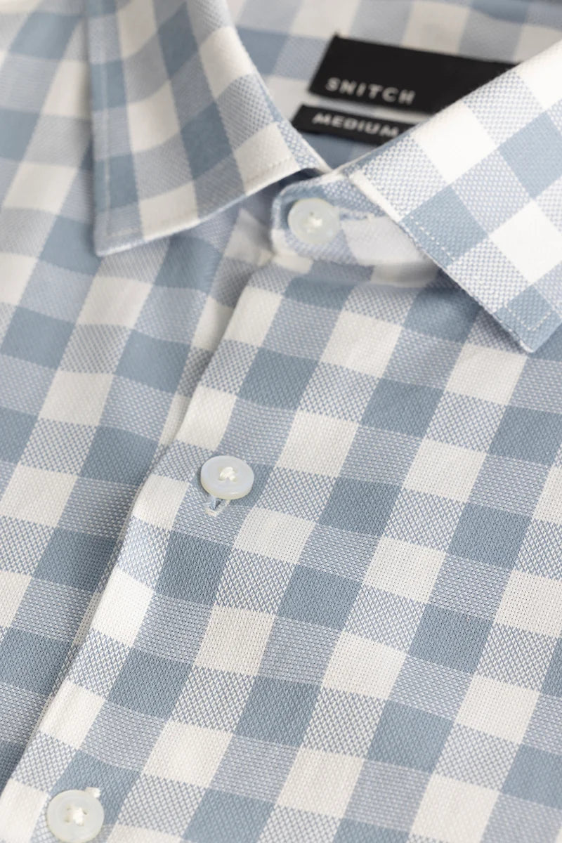 Light Blue Slim Fit Checks Shirt