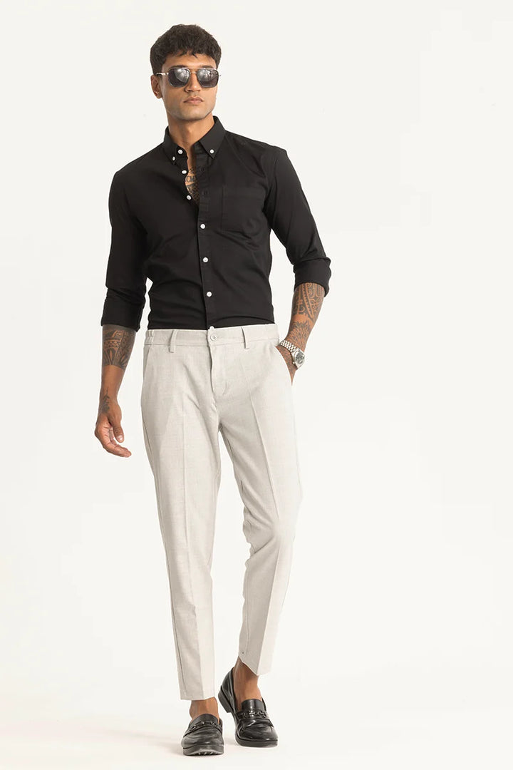 Grey Checks Slim Fit Trousers