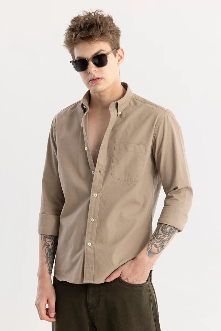 Shirtolo Khaki Plain Shirt