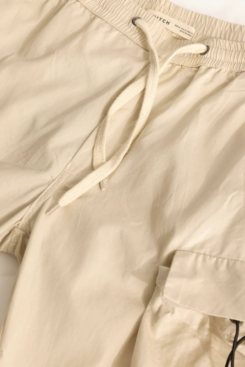 Pockethive Beige Parachute Pants