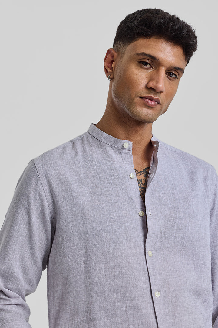 Light Grey Textured Linen Shirt