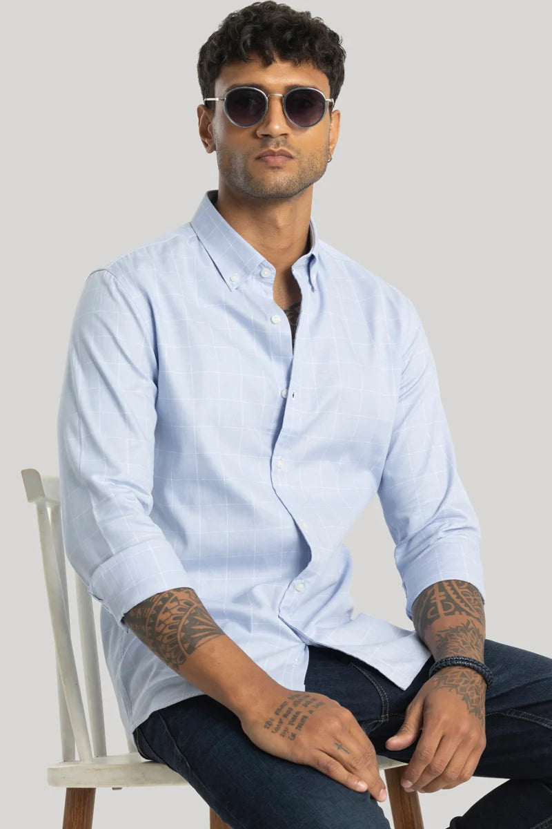 Giuliano Light Blue Checks Shirt