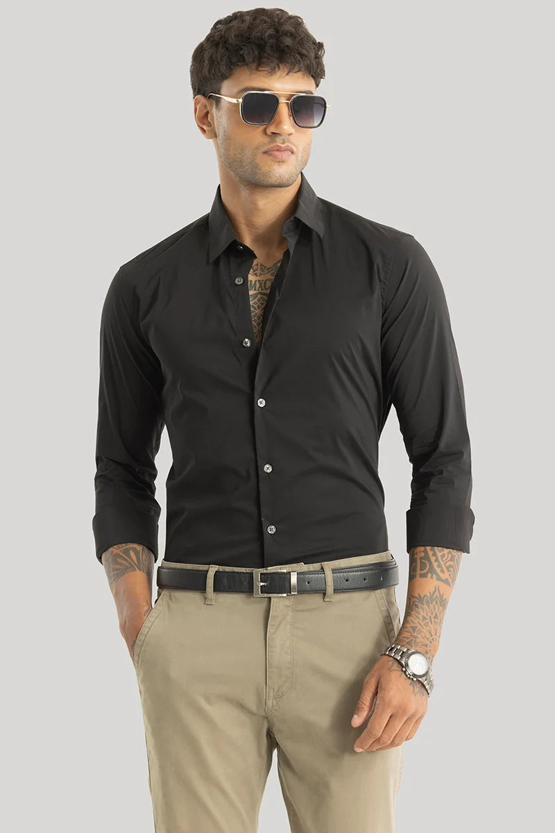 Buy Men's Quinnie Black Plain Shirts Online | Snitch – SNITCH