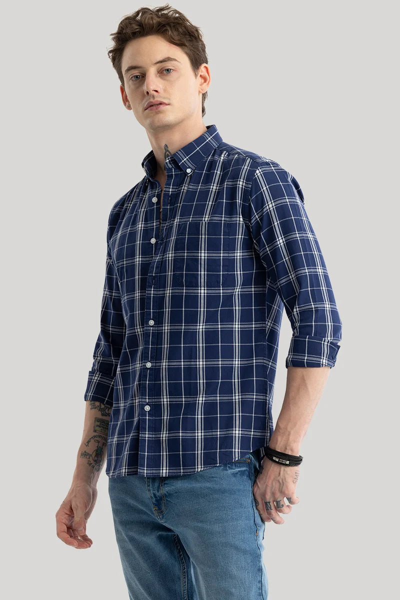 Enzo Navy Checks Shirt