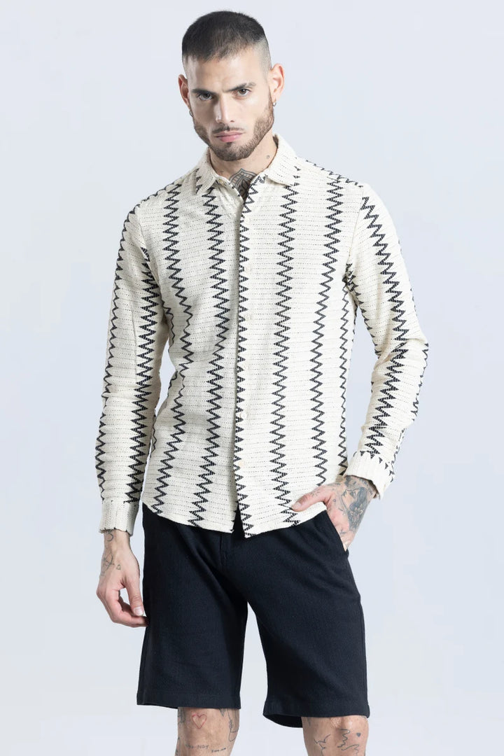 Zigwi White Crochet Shirt