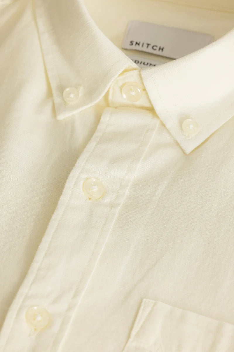 Henri Cream Plain Linen Shirt