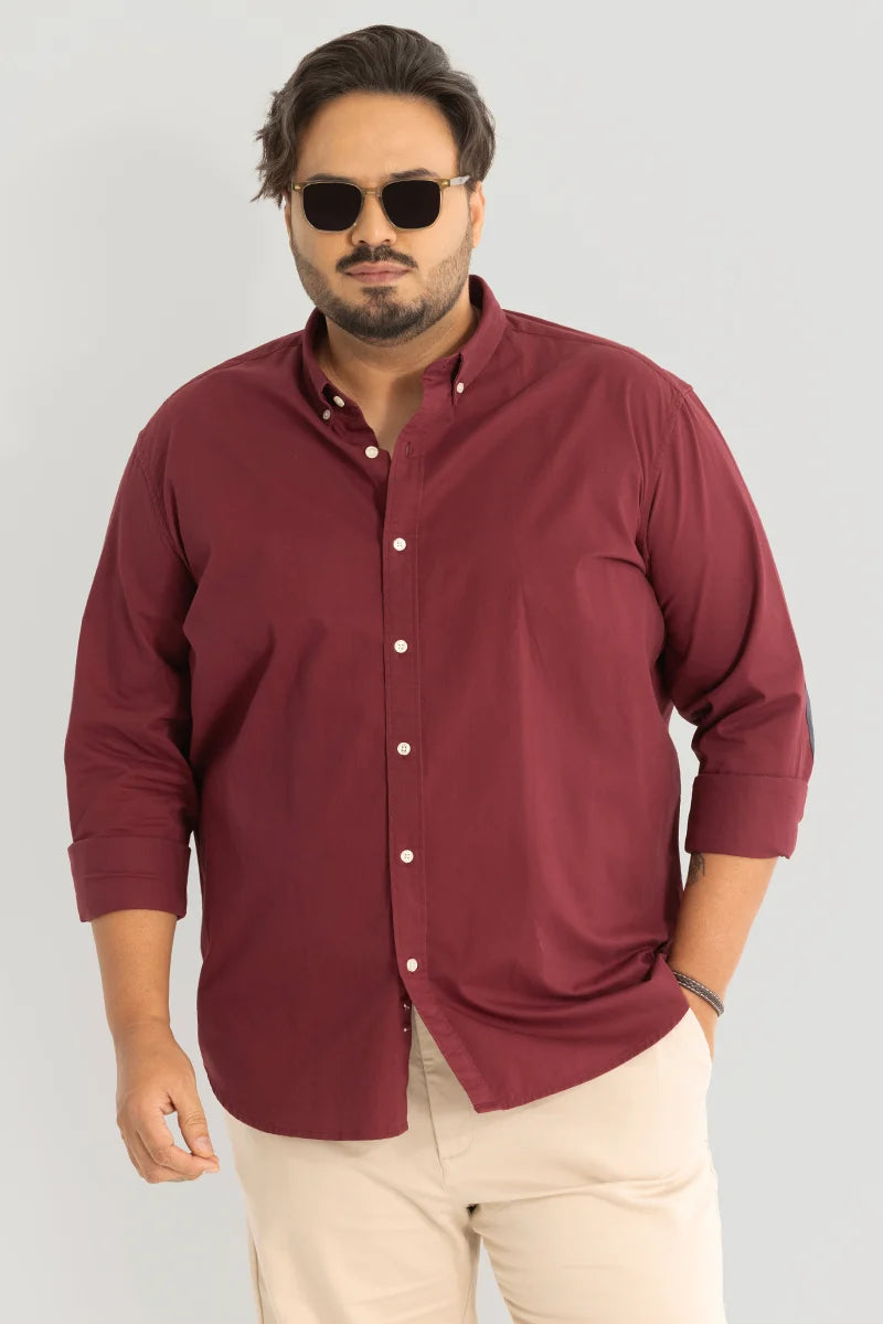 Silvano Patch Maroon Plus Size Shirt