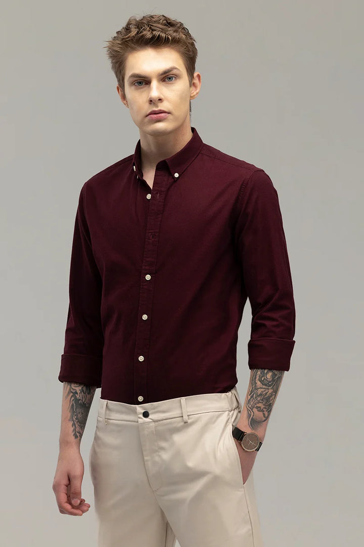 ClassicContour Plain Maroon Shirt