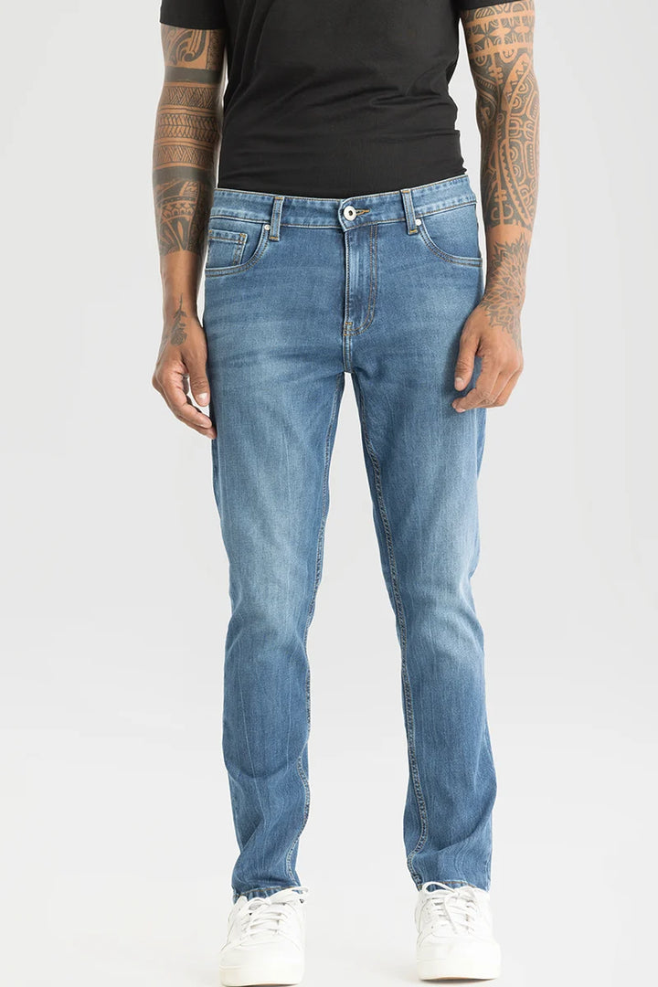 Slick Blue Plain Slim Fit Jeans