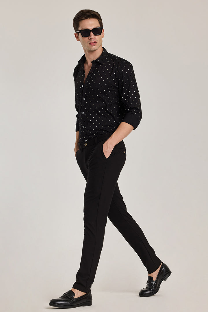 Black Printed Slim Fit Shirt