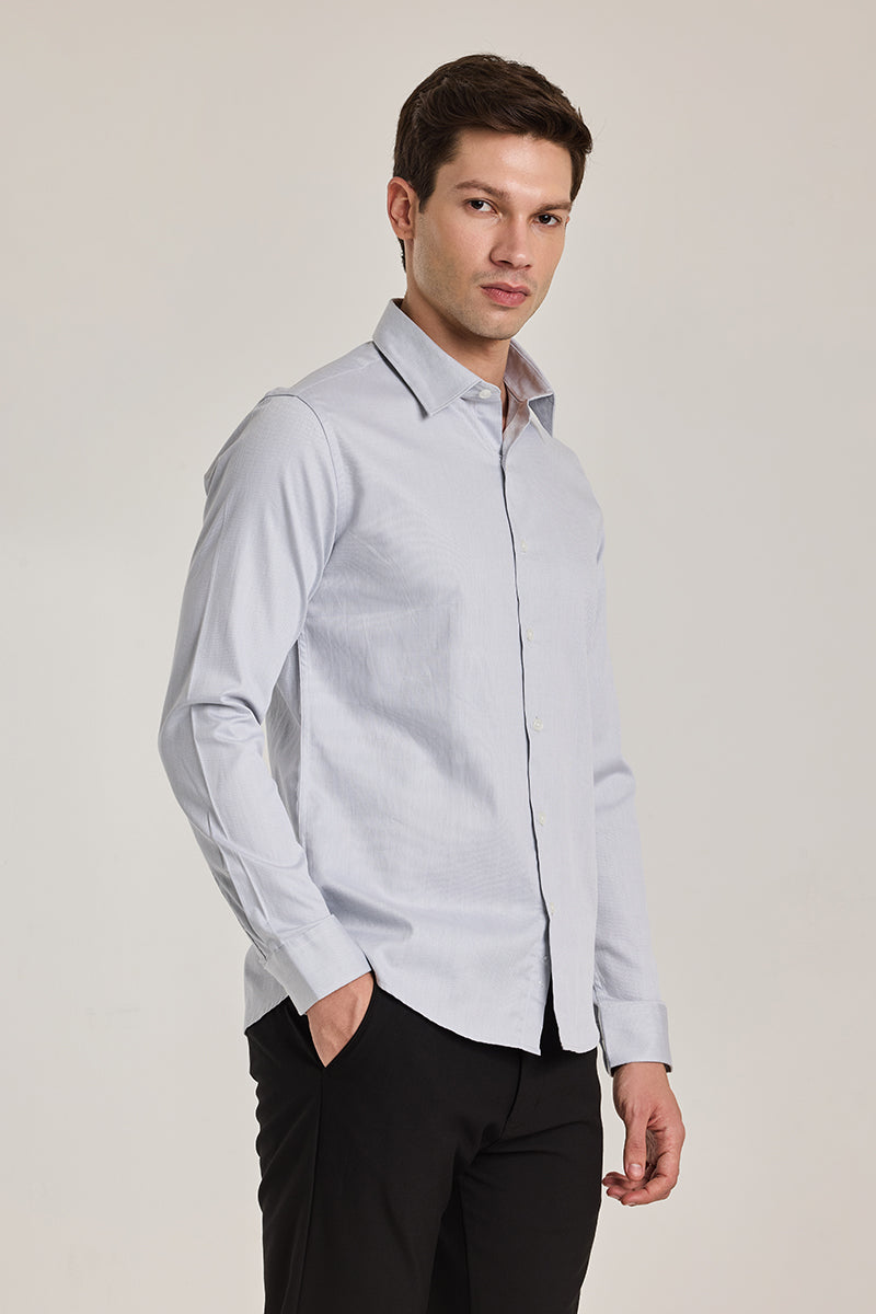 Light Grey Solid Slim Fit Shirt