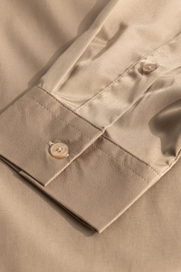 Beige Slim Fit Stretch Shirt