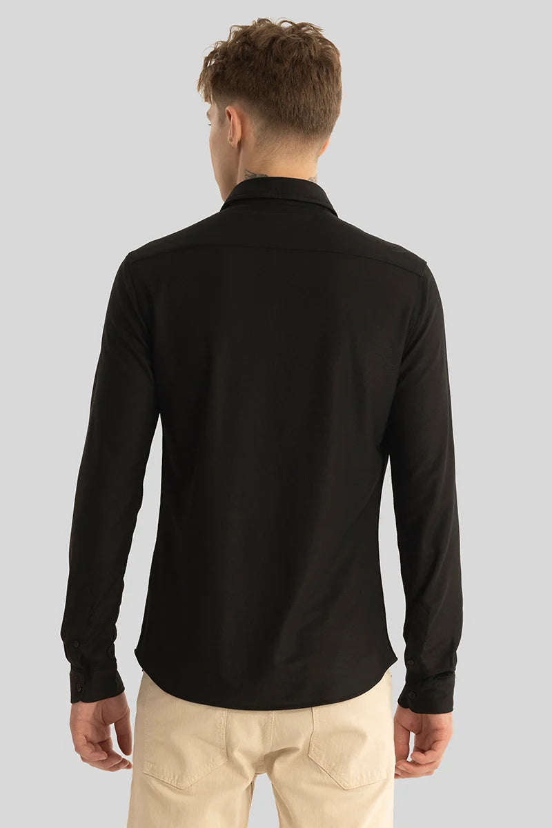 Carmine Black Knitted Shirt