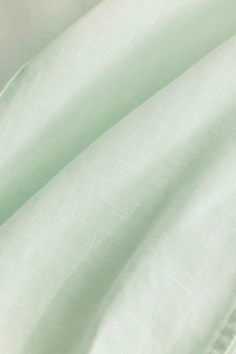 Elementary Light Green Plain Pure Linen Shirt