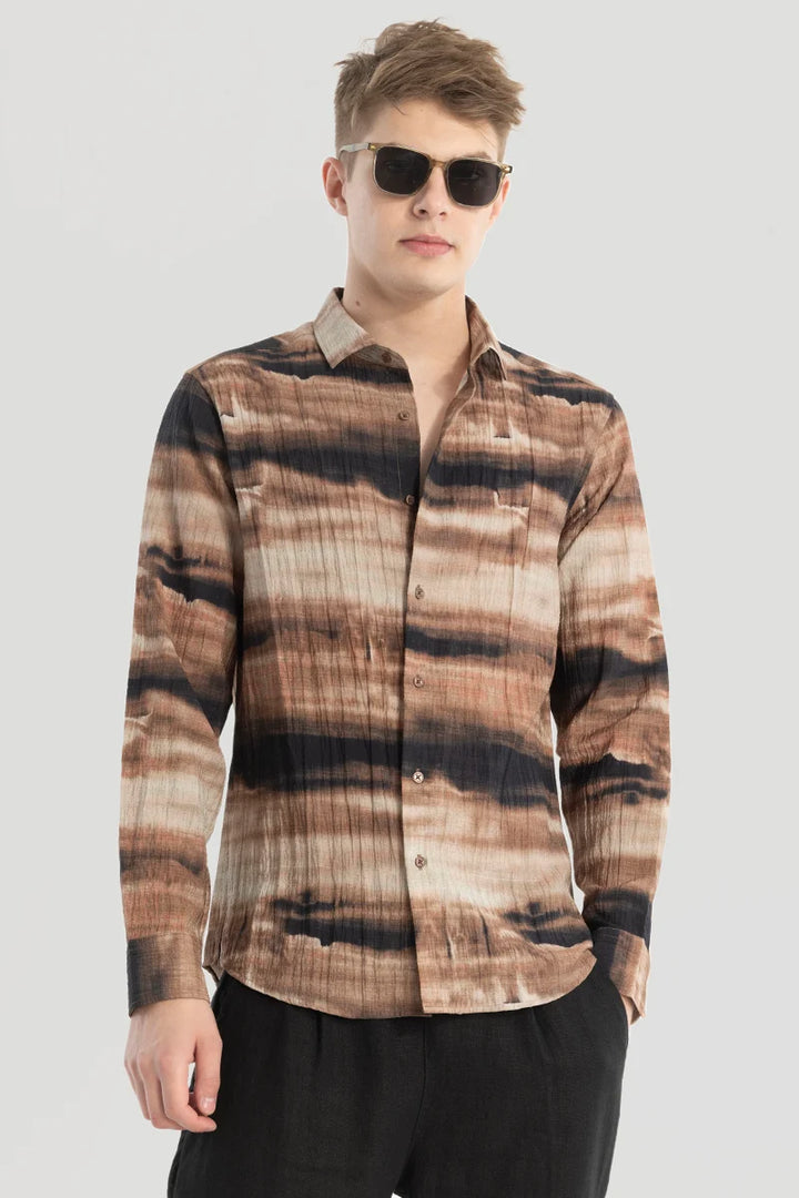 Brown Textured Abstract Shirt